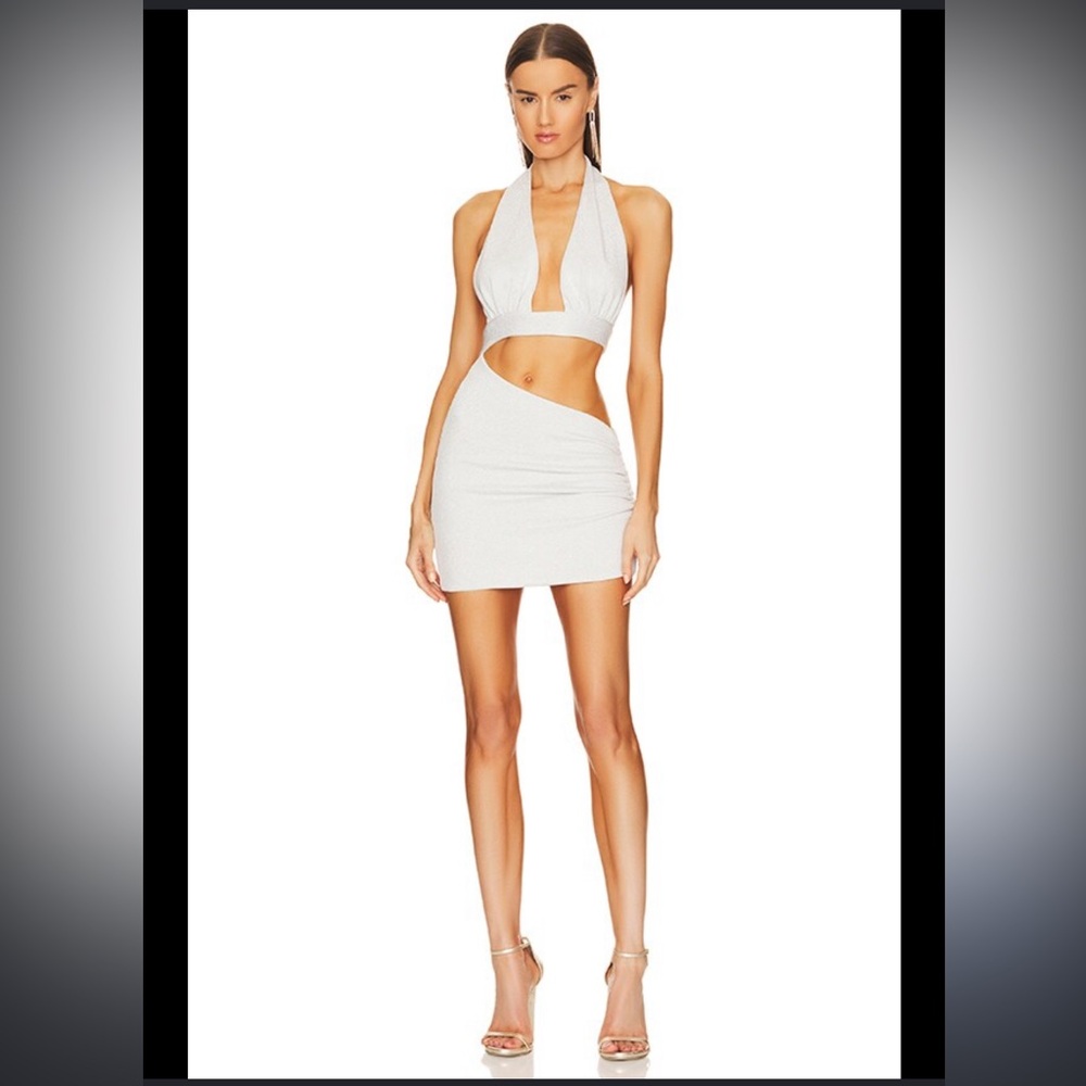 Revolve x Superdown Dominique Silver Asymmetric Cutout Mini Dress